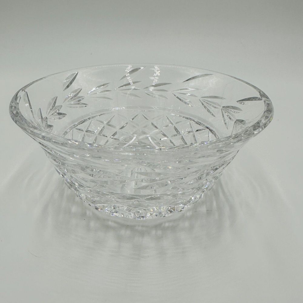 Waterford Crystal Glandore Round Finger Bowl Laurel Leaves Cut Glass 5 in Decor